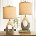 OYEARS 19” Boho Table Lamps Bedroom Living Room Set 2, Suitable - Image 5
