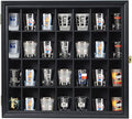 Shot Glass Display Case Wooden Cabinet Rack Holder Wall Mounted Black Shadow by SNAIL