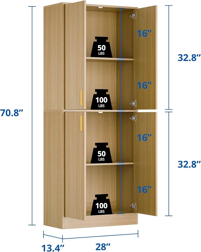 Cozy Castle Kitchen Pantry Cabinet, Freestanding Food Storage Organizer - Image 2