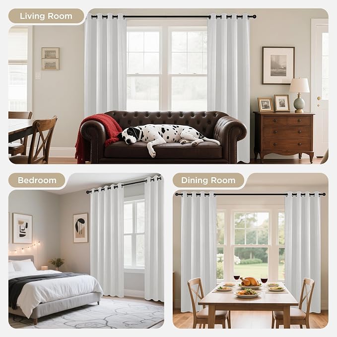 Joydeco White Curtains 95 Inches Long 2 Panels Set, Thermal Insulated Long - Image 8