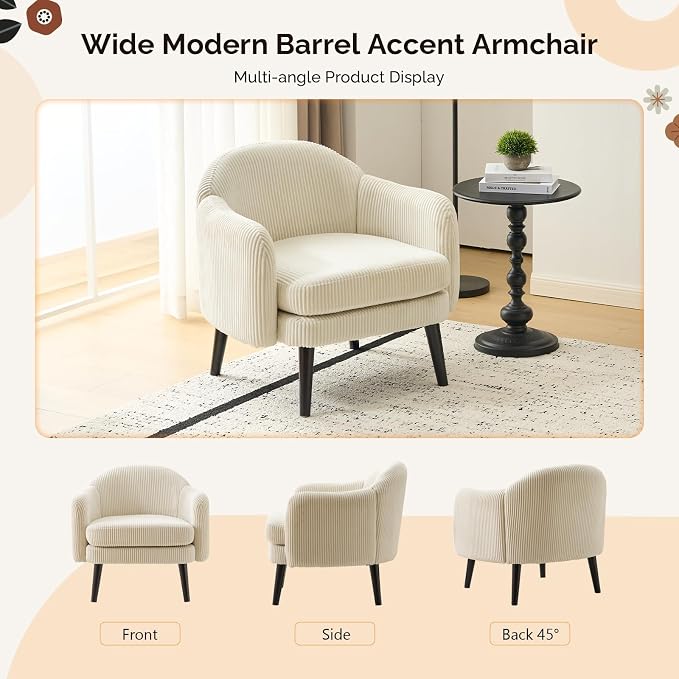 VINGLI 30.3" Wide Modern Barrel Accent Armchairs Set of 2 - Image 6