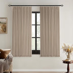 MIULEE Copper Brown Pinch Pleated 100% Blackout Linen Curtains 40x63 Inches | by MIULEE
