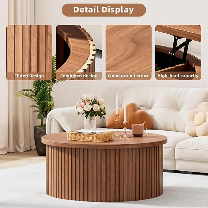 Fsbecl Fluted Lift Top Coffee Table - Image 4
