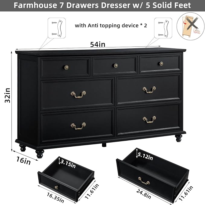 Joaxswe Farmhouse 54" 7 Drawers Dresser - Image 2