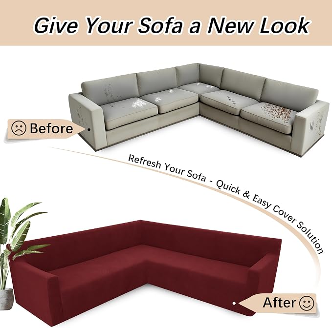 Arfntevss Stretch Sectional Couch Covers L Shaped Corner Sectional Sofa Cover - Image 6
