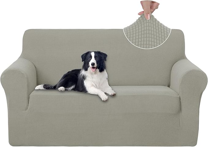 U-NICE HOME Loveseat Cover Stretch Couch Cover Sofa Slipcover, Taupe | 2 by U-NICEHOME
