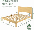 BOSRII 12in High Solid Bamboo Wood Platform Queen Size Bed Frame - Image 2
