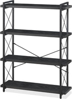 HCHQHS Bookshelf, 4-Tier Industrial Bookcase, Freestanding Tall Bookshelves by HCHQHS