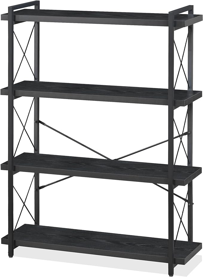HCHQHS Bookshelf, 4-Tier Industrial Bookcase, Freestanding Tall Bookshelves by HCHQHS
