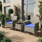 3 Piece Outdoor Patio Furniture Set, All-Weather PE Rattan Wicker Chairs - Image 5