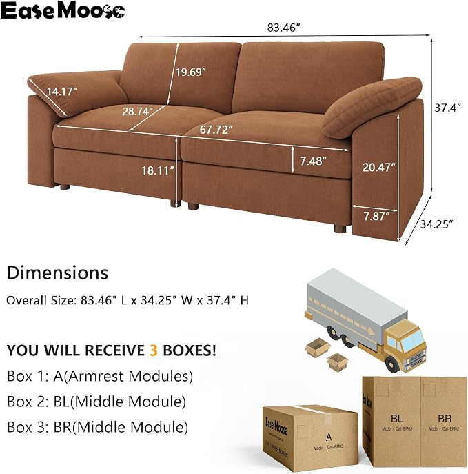 EASE MOOSE Modern Loveseat Sofa - Image 2