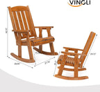 VINGLI Outdoor Rocking Chair, Heavy Duty 600 LBS Wooden Rocking Bench - Image 3