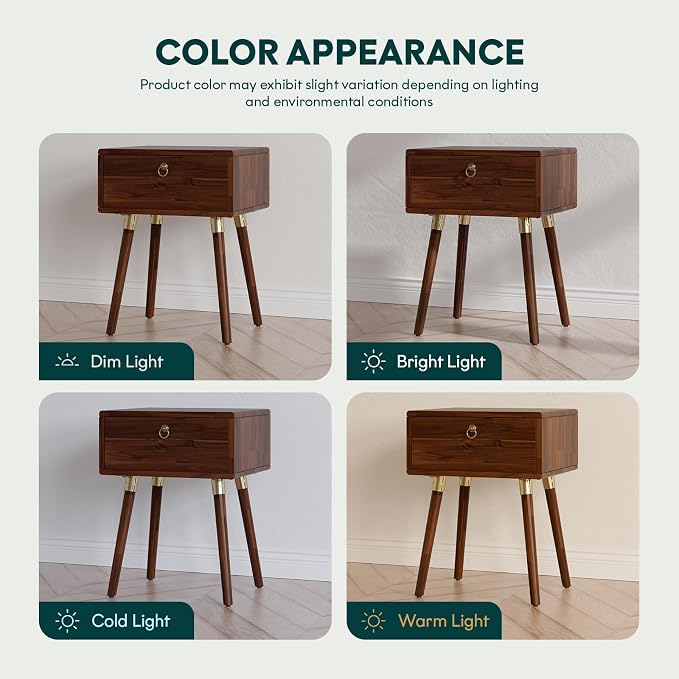 Bme Alden Solid Wood Nightstand/Side Table/End Table, Fully Assembled, - Image 11