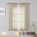 Simplebrand Taupe Sheer Curtains 63 Inch Length 2 Panels, Rod Pocket Solid by Simplebrand
