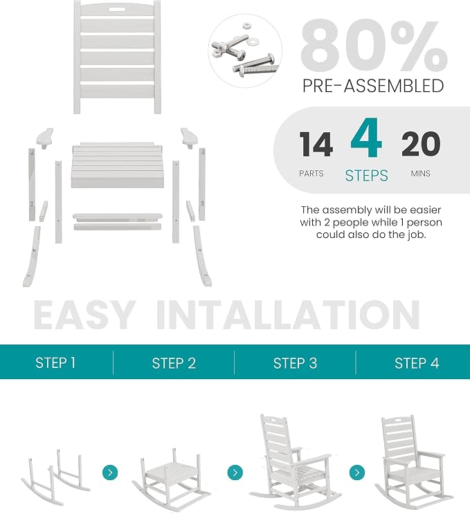 SERWALL HDPE Outdoor Rocking Chair, Oversized Rocking Chair - Image 5