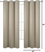 Beige Blackout Curtains/42 x 84 Inch/Set of 2 Panels Room Darkening Curtains - Image 10