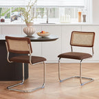 GrandNoor Rattan Dining Chairs Set, Wooden Mid Century Modern Dining Room Chairs - Image 4