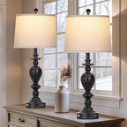 Cinkeda 28" Black Farmhouse Table Lamps Set of 2 - Image 2