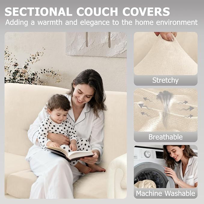 Arfntevss Velvet Sectional Couch Covers L Shape Couch Cushion Covers Slipcovers - Image 2