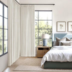 MIULEE Beige White Pinch Pleated 100% Blackout Linen Curtains 40x102 Inches | - Image 2