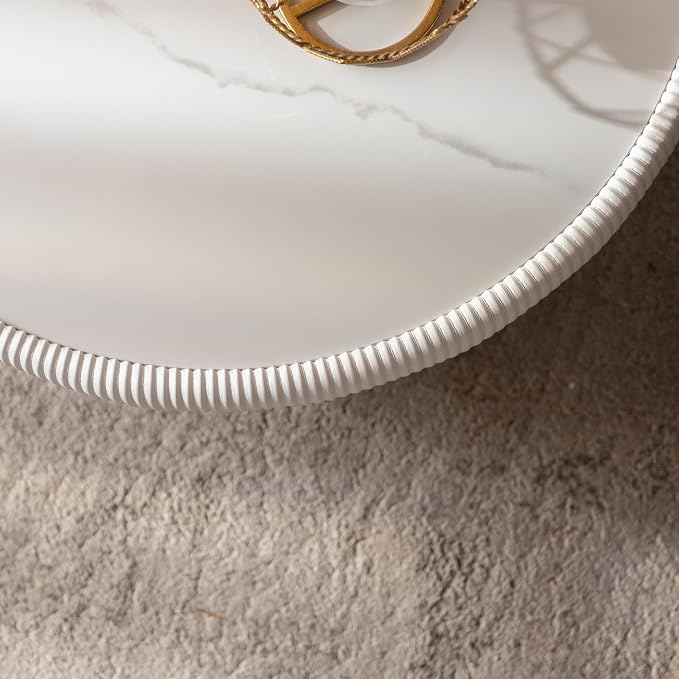 SSLine Bowl-Shape Coffee Table Modern Sintered Stone Top Coffee Table in Cream - Image 8