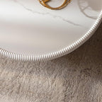 SSLine Bowl-Shape Coffee Table Modern Sintered Stone Top Coffee Table in Cream - Image 8