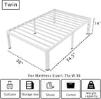 ROIL 14 Inch White Twin Size Bed Frame - Image 2