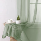 Sage Green Sheer Curtains 72 Inches Long 2 Panels Set, Rustic Voile Window - Image 8