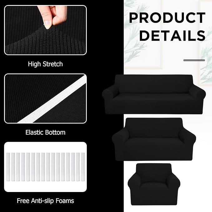 Peryiter 3 Pcs Couch and Loveseat Covers Set Sofa Cover - Image 4