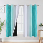 Teal and Grayish White Ombre Blackout Curtains by ESTELARTEXTILER