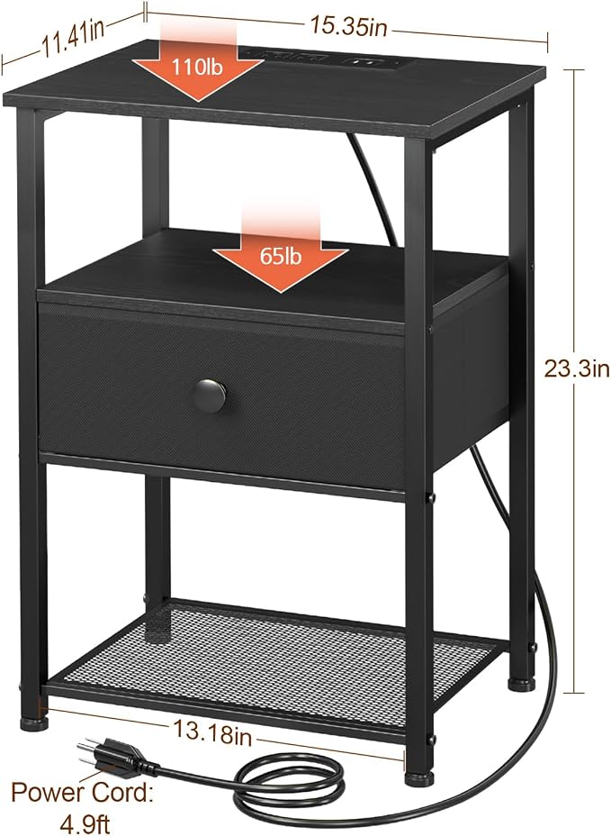 LOAKEKEL Night Stand Set 2, Nightstand - Image 3