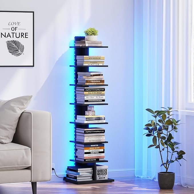 TUTOTAK Narrow Bookshelf, 8-Tier Bookcase - Image 3