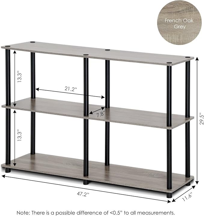 Furinno TURN-N-TUBE Storage Shelves, 3-Tier 47.4 Wide Book Shelf, Corner Shelf - Image 4
