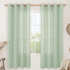 Fresh Green Linen Curtains 72 Inch Length by LAMIT