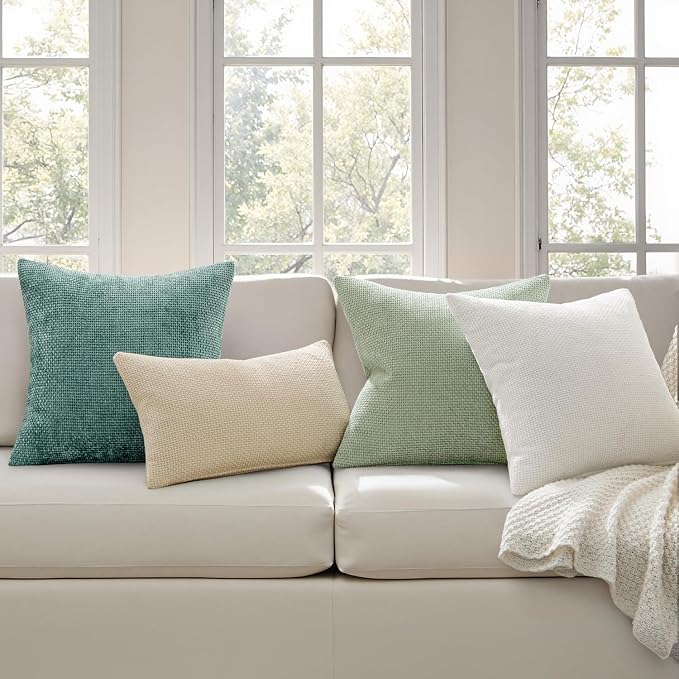 MIULEE Decorative Couch Throw Pillow Covers 18x18 Inch Light Green 2 Pack | - Image 3