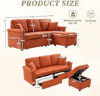 L-Shaped Sectional Sofa with Storage & Movable Ottoman, Corduroy 3 Seater - Image 2