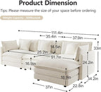 mikibama Modular Sectional Sofa, 111.5 Inch L Shaped Couch Set - Image 2