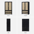 SICOTAS Armoire Wardrobe Closet, Larger Rattan Armoires Wardrobe Cabinet - Image 8