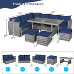 Tangkula 7 Pieces Patio Furniture Set, Outdoor Sectional Rattan Dining Sofa Set - Image 4