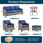 9 Piece Outdoor Patio Furniture Set-All Weather Outdoor Conversation Sets - Image 8