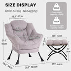 Tiita Modern Lazy Chair with Ottoman, Large Accent Armchair, Leisure Sofa - Image 3