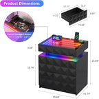 HWB Nightstand with RGB Lights, 3 Drawers Night Stand with Hidden Storage - Image 2