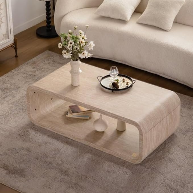 Modern Wood Coffee Table, Rectangular Minimalist Center Table - Image 5