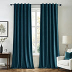 MIULEE Peacock Blue Velvet Curtains 52x90 inches 2 Panels Blackout Curtains | by MIULEE