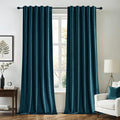 MIULEE Peacock Blue Velvet Blackout Curtains 52x108 inches 2 Panels | Luxury by MIULEE