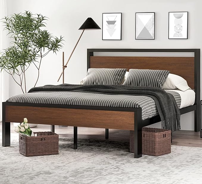 SHA CERLIN 14 Inch Full Size Metal Platform Bed Frame by SHACERLIN