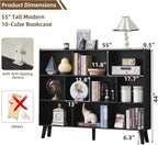 LEYAOYAO 10 Cube Bookshelf, 3 Tier Vintage 55" Wide Bookcase - Image 2
