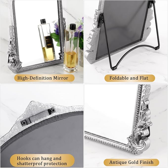 Vintage Makeup Mirror, Vanity Desk Mirror Antique Traditional Tabletop Mirrors - Image 5
