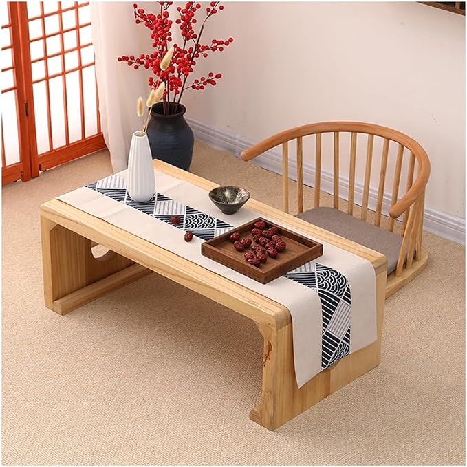 Japanese Floor Table, Vintage Low Rectangular Tea Table, Tatami Accent Furniture by Unknown