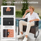 Tangkula 3 Piece Rattan Rocking Chair Set, Patio Rocker Bistro Set - Image 6